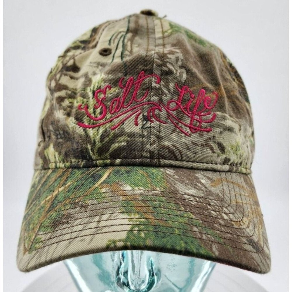 Salt Life Camouflage Baseball Cap Pink Embroidered Heart Adjustable Strap Back